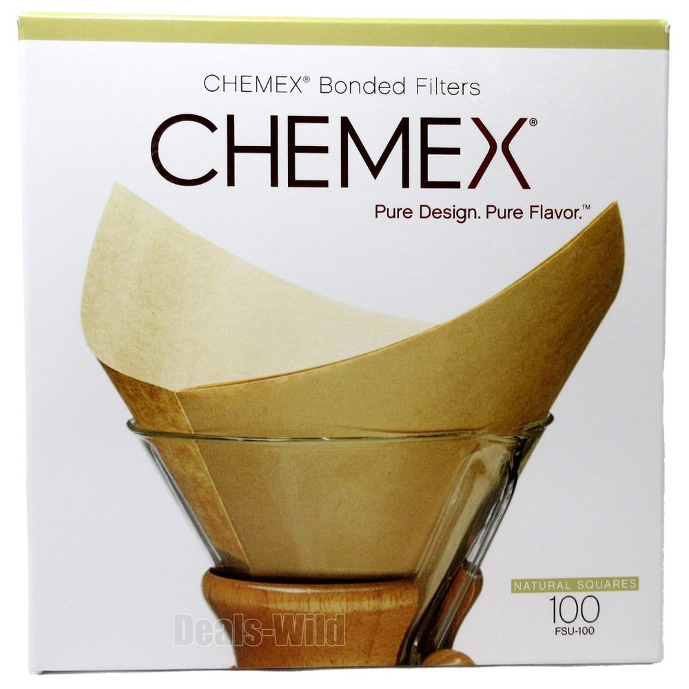 Chemex Coffee Filters FSU-100 Bonded Pre-folded Squares Brown
